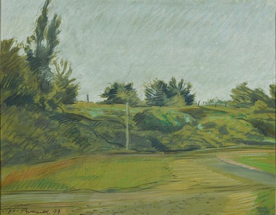 Werner Brand, geb. 1933, Pastell, Parklandschaft, links unten signiert und datiert (19)79, ca. 39x48 cm