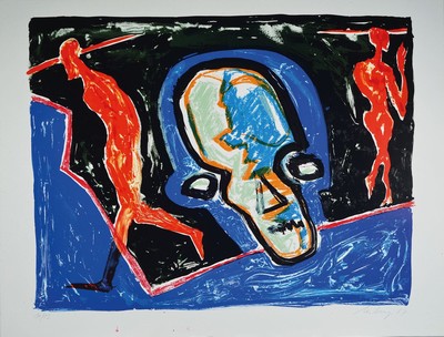 Helge Leiberg, geb. 1954, figürliche Komposition, signiert und datiert (19)87, nummeriert 11/12, ca. 65x85 cm