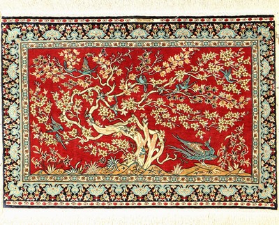 Hereke fein Signiert (Cinar), Türkei, ca. 30 Jahre, reine Naturseide, ca. 75 x 51 cm, EHZ: 2