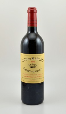 3 Flaschen 2000er Clos du Marquis, Saint-Julien, 2. Wein von Leoville-Las Cases, je ca. 75 cl, 13 % Vol., Füllstände: ca. into neck bis high fill, ...