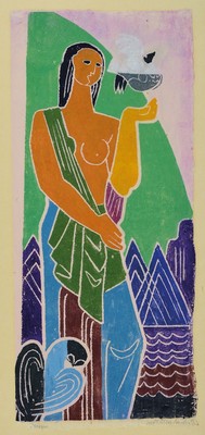 Rolf Müller-Landau, 1903-1956 Bad Bergzabern, 2 Monotypien zu Orpheus, beide handsigniert ,je ca. 68x37 cm