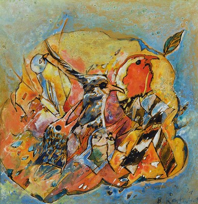 Bernd Kastenholz, geb. 1949 Speyer, tätig in Gleisweiler, Studium an der Akademie Stuttgart, Mischtechnik/Gouache auf Karton, handsign., Rahmen, ca. ...