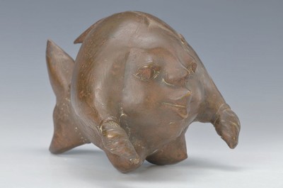 Gernot Rumpf, geb. 1941, Fischtochter, Bronzeskulptur, sign., monogramm., ca. 17x19x16 cm