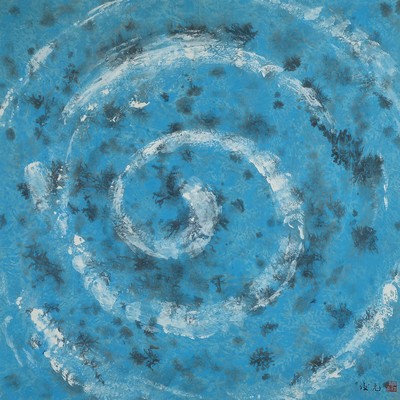 Zou Junyuan, geb. 1944, Öl/Papier, sign., unter Glas gerahmt , gesamt ca. 87x87 cm