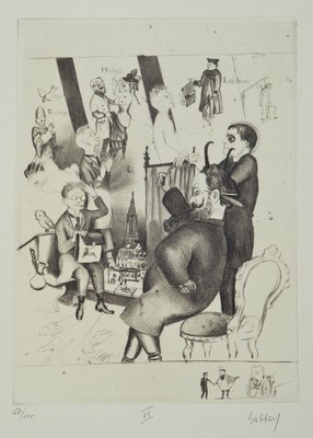 Karl Hubbuch, 1891-1979, Radierungen zu Goethes Faus, 10 große und 4 kleine orig. Radierungen, Abzüge von den orig. Platten aus den Jahren ...