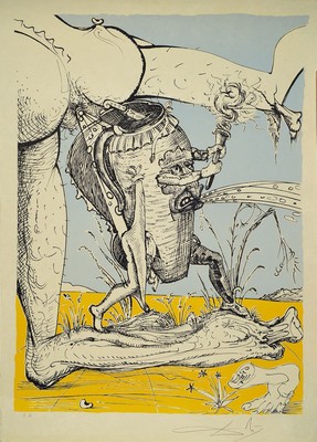 Salvador Dali, 1904-1989, Farblithographie auf Japanpapier, aus der Serie "Les Songes Drolatiques de Pantagruel", handsigniert rechts ...