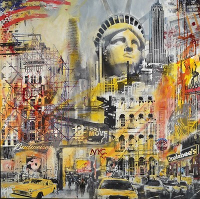 Bernd Klimmer, geb. 1940, lebt und arbeitet in Kaiserslautern-Morlautern, Hier: Acryl/Lwd, Titel: Liberty, links unten sign., Rahmen, ca. 100x100 cm