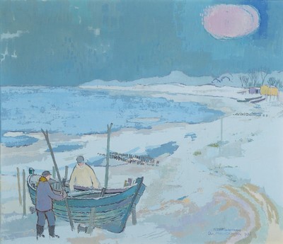 Erik Pohl-Cammin, geb. 1911 Stettin, Fischer in Haffkrug, Öl/Lwd, rechts unten betitelt, signiert und dat. 1976, ca. 60x70cm, R.