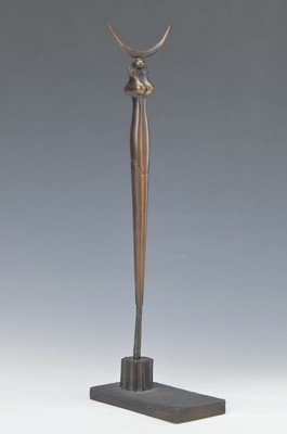 Paul Wunderlich, Eberswalde 1927-2010 Saint Pierre-de-Vassols, Bronzeskulptur, Mondische-Stele, sign., num. 527/1250, Gießerstempel, H. ca. 39 cm