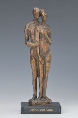 Pavel Krbalek, 1928-2015, Oskar der Liebe Bronze, unten am Sockel sign., dat. 1993, betitelt, H. ca. 28 cm