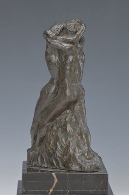 Vincenzo, nach Vorbild um 1900, Skulptur, sich umschlingendes Paar, sign., H. ca. 28 cm