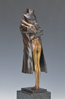 Bruno Bruni, geb. 1935 Gradara, Amanti, Bronzeskulptur auf Sockel, dunkle Patina, sign., num. 135/650, Gießerstempel, H. mit Sockel ca. 40 cm