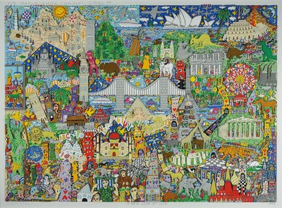 James Rizzi, 1950-2011 New York, A new Look at life, 3-D Grafik, Auflage XX/C, links unten signiert, rechts unten datiert 1998, Passepartout, unter ...
