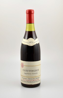 4 Flaschen 1973 Clos-Vougeot, Nuits-Saint-Georges, Heritiers Ch. Thomas, je ca. 73 cl, Abstände zwischen Kapsel und Wein: ca. 3-4 cm, Etiketten ...