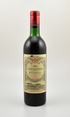 7 Flaschen 1966 Chateau Gazin Grand Cru, Pomerol, Füllstände: je ca. into neck bis intoneck, Etiketten und Kapseln z.T. l. besch., unverkostet, ...