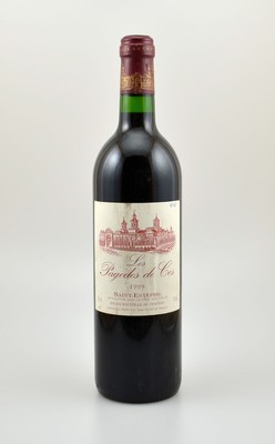 2 Flaschen 1999 Les Pagodes de Cos, Saint-Estephe, 2. Wein von Chateau Cos d'Estournel, je ca. 75 cl, 13 % Vol., Füllstände: je ca. into neck, ...