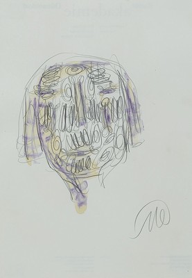 Markus Lüpertz, geb. 1941,, Aquarell und Zeichnung, abstraktes Gesicht, Bleistift aquarelliert, aus 2014, alle handsigniert, Provenienz Atelier ...