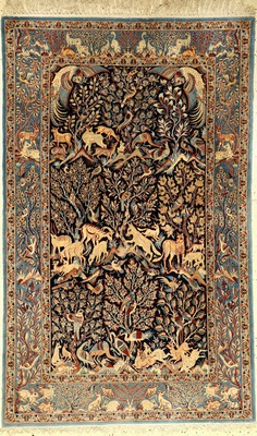 Seltener Esfahan fein alt, Persien, ca. 30 Jahre, Korkwolle mit und auf Seide, ca. 172 x 107 cm, kunstvolles Design, EHZ: 2-3, (kleine ...
