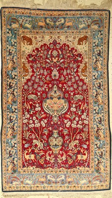 Esfahan fein, Persien, ca. 30 Jahre, Korkwolle mit und auf Seide, ca. 178 x 107 cm,EHZ: 3