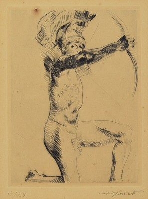 Lovis Corinth, 1858 Tapiau-1925 Zandvoort, Radierung, handsigniert, num. 13/25, ca. 22.5x16.5cm, leicht gebräunt, min. fleckig, PP, u.Gl., R. ca. ...