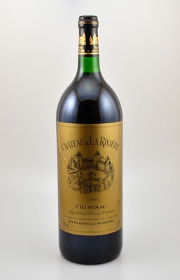1 Magnumflasche 1995 Chateau de La Riviere, Fronsac, ca. 150 cl, 12,5 % Vol., Füllstand: ca. into neck, unverkostet, Provenienz: Aus einer privaten ...