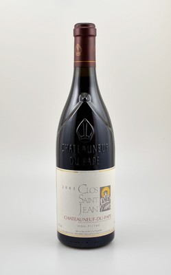 3 Flaschen 2003 Clos Saint-Jean Chateauneuf-du-Pape, Non-Filtre, je ca. 75 cl, 14,5 % Vol., Abstand zwischen Kapsel und Wein: je ca. 1,5 cm, ...
