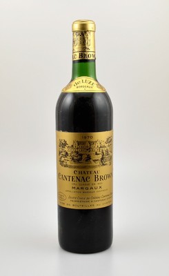 3 Flaschen 1970 Chateau Cantenac Brown, Margaux, Grand Cru Classe, Füllstände: ca. topshoulder bis into neck, unverkostet, Provenienz: Aus einer ...