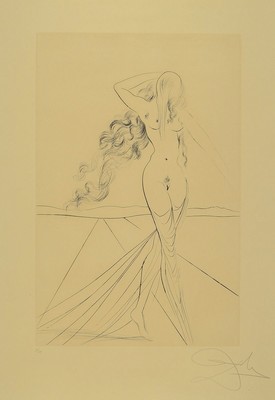 Salvador Dali, 1904-1989, Venus, Kaltnadelradierung von 1974, handsigniert, num. 7/75, ca. 58x38cm, u.Gl., R. ca. 87x66cm, WVZ Michler/Löpsinger Nr. ...