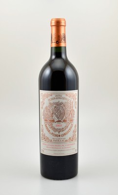 6 Flaschen 2003 Chateau Pichon Longueville au Baron de Pichon Longueville, Pauillac, Grand Cru Classe, je ca. 75 cl, 13,5 % Vol., Füllstände: je ...