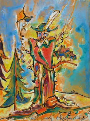 Bernd Kastenholz, geb. 1949 Speyer, tätig in Gleisweiler, Studium an der Akademie Stuttgart, Hier: Öl/Gouache , Motiv ca. 21x16 cm, unter Glas ...