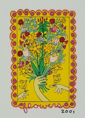James Rizzi, 1950-2011, Lithografie, dat. 2001, unter Glas gerahmt, Motiv ca. 14x9 cm, gesamt ca. 36x28,5 cm