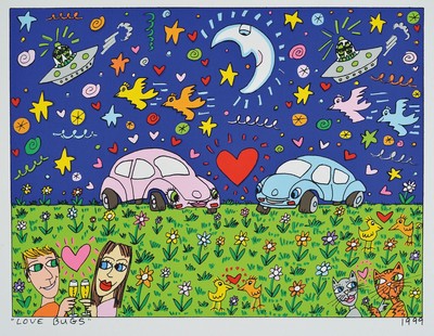 James Rizzi, 1950-2011, love Bugs, Lithografie/Lwd, dat. 1999, Motiv ca. 22,5x30 cm, gesamt ca. 30,5x38 cm