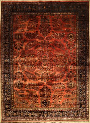 Sarogh Mohajeran fein, Indien, ca. 30 Jahre, Korkwolle, ca. 414 x 304 cm, EHZ: 2, (gereinigt)