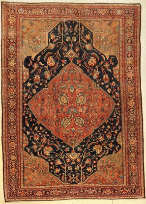 Großer Farahan antik, Westpersien, 19.Jhd.,Wolle geknüpft auf Baumwolle. Dekorativer großformatiger Farahan mit klassichem Medaillon Muster auf ...