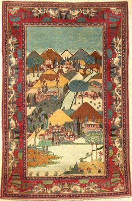 Keschan Kork alt, Persien, Bildteppich, um 1930/1940, Korkwolle, ca. 202 x 130 cm, EHZ: 3