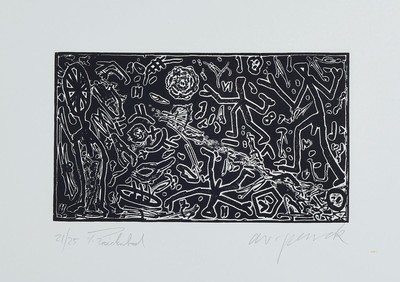 A.R. Penck, 1939-2017, Radierung, handsigniert und num. 21x25cm, ca. 13x22.5cm, Blattgr. ca. 35x50cm, u.Gl., R.