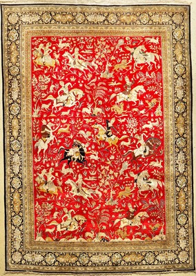 Ghom Seide (The Hunting), Persien, ca. 50 Jahre, reine Naturseide, ca. 365 x 257 cm, EHZ: 2