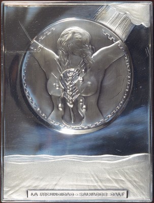 Salvador Dali, 1904-1989, La Fecundidad, Silberrelief, 925er Sterling Silber, num. D/321, ca. 24x18cm, ca. 248 g., im Plexiglasrahmen ca. 37.5x33cm