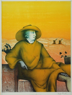 Paul Wunderlich, 1927-2010, 2 Farblithos: Goethe in der Campagna, signiert, num. 151/ 1200, ca. 60x45cm, PP, u.Gl., R. ca. 81x64cm, Süßer Lorbeer, ...