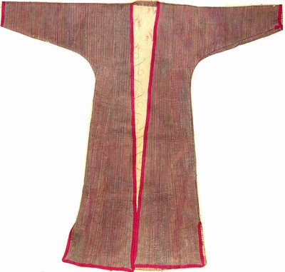 Usbekischer Seiden "Mantel" antik, Usbekistan, Ende 19.Jhd., Seide/Baumwolle. Seltener Mantel mit Streifenmuster in grün und violett, ...