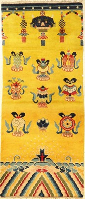 Mongolischer Säulenteppich, Mongolai, alt, um 1950, Wolle auf Baumwolle, ca. 237 x 102 cm, Dekorativ, EHZ: 2-3