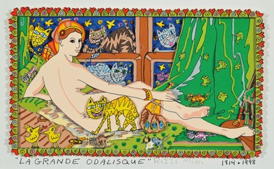 James Rizzi, 1950-2011 New York, La Grande Odalisque, 3D-Konstruktion, handsign., num. 102/350, dat., Motiv ca. 16,5x27,5 cm, gesamt ca. 37x48,5 cm, ...