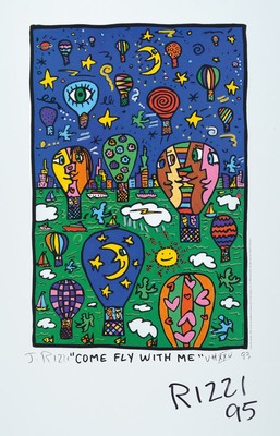 James Rizzi, 1950-2011 New York, Come fly with me, sign., num., dat., unter Glas gerahmt, Motiv ca. 46x30, gesamt ca. 74x54 cm