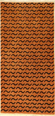 Tibetischer "Tigerteppich" alt, Südtibet, um 1950, Wolle geknüpft auf Wolle. Tibetischer Meditationsteppich mit Tigerstreifen Muster. ...