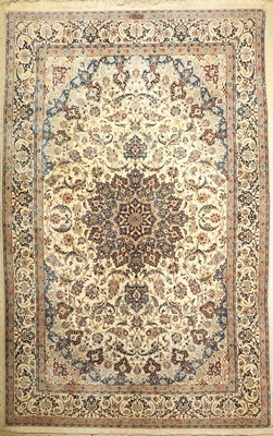 Nain fein (Signiert) "6LA", Persien, um 1960, Korkwolle mit Seide, ca. 310 x 200 cm, feine Qualität, EHZ: 2, Signatur: Habibian