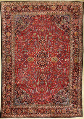 Seltener Keschan Kork alt, Persien, um 1930, Korkwolle, ca. 370 x 260 cm, edel und dekorativ, EHZ: 3, seltenes Eslimi Design
