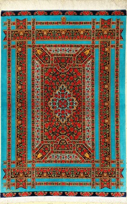 Sehr feiner Seiden Ghom "HayatBakhsch" (Signiert) "Farsh Tu Farsh Design", Persien, ca. 10 Jahre alt, reine Naturseide, ca. 152 ...