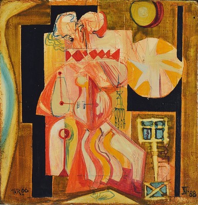 Fritz Jarchov, 1934 Eutin-1983 Heidelberg, Mama Cardina, Acryl/Spanplatte, monogr. und dat. 66, ca. 19x19cm, R.