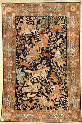 Seiden Kashmir, Indien, ca. 30 Jahre, Seidiger Flor, ca. 206 x 134 cm, EHZ: 3