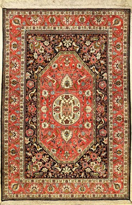 Seiden Ghom alt, Persien, ca. 40 Jahre, reine Naturseide, ca. 203 x 137 cm, dekoratives Muster, EHZ: 2